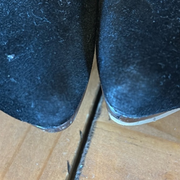 Black velvet studded slip on shoes boots booties block heel size 7 - Picture 14 of 16